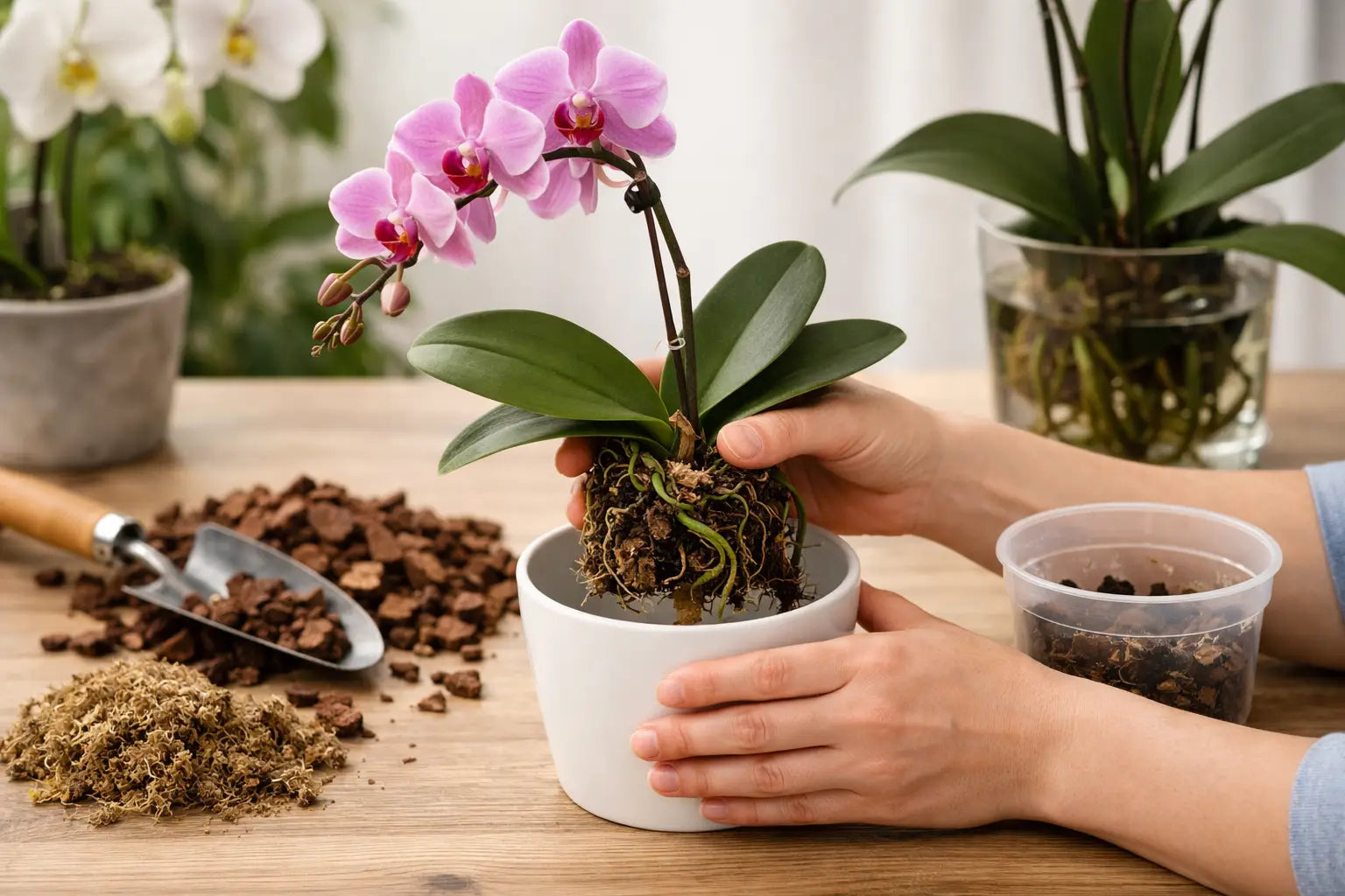 Cómo trasplantar una orquídea Phalaenopsis